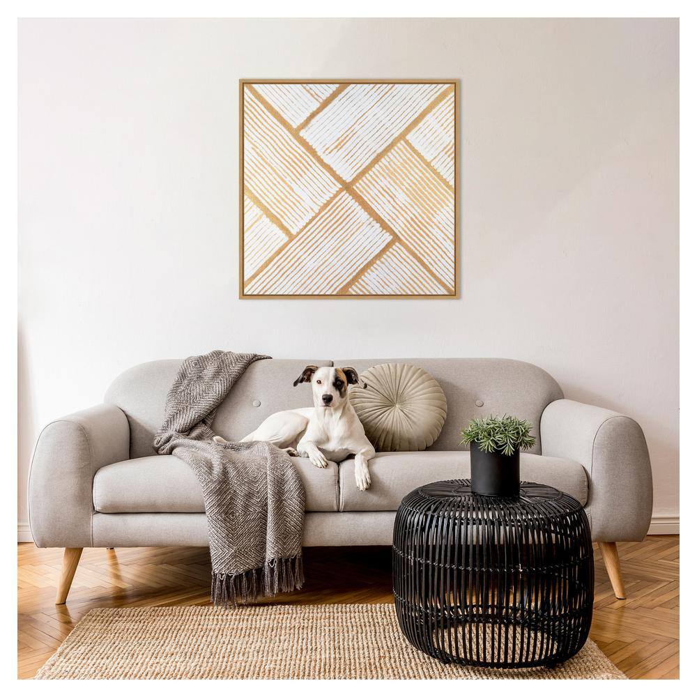 Goldenrod Corduroy I Abstract Canvas Art with Maple Frame, 30" x 30"