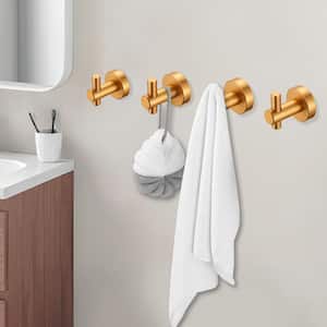 Round knob Bathroom Robe/Towel Hook in Brushed Gold (4-Pack)