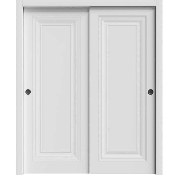 7111 72 in. x 80 in. Sold Core White Color Wood Sliding Door
