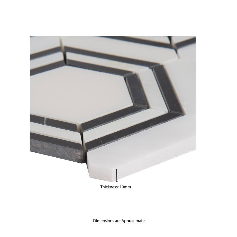 Bianco Hexagon Polished Marble Mosaic Tile Sheet