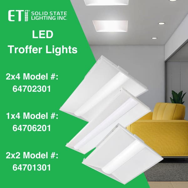 ETi 2 ft. x 4 Light The Troffer 39W/32W/29W/24W LED (8-Pack) Dimmable Home Integrated Depot 5000K 5850-Lumens Center 3500K 64702301-8PK ft. 4000K - Basket