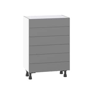 Bristol Painted Slate Gray Shaker Assembled Shallow Base Kitchen Cabinet with Drawers (24 in. W x 34.5 in. H x 14 in. D)