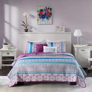 Adley Purple Boho Coverlet Set