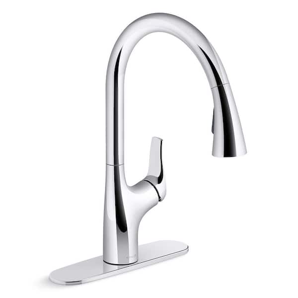 KOHLER Trove Single Handle Pull Down Sprayer Kitchen Faucet in Polished Chrome