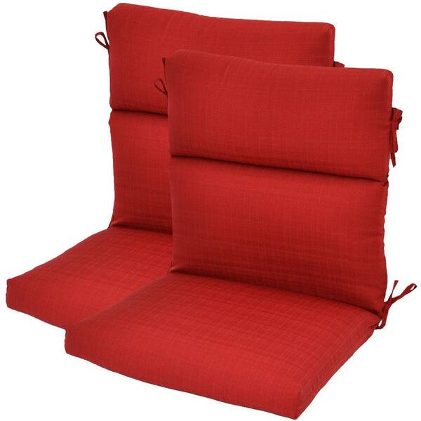 Hampton Bay Geranium Textured High Back Outdoor Chair Cushion (2-Pack)