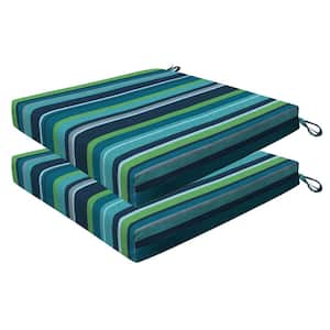 Outdoor 20 in. Square Dining Seat Cushion Stripe Poolside (Set of 2)