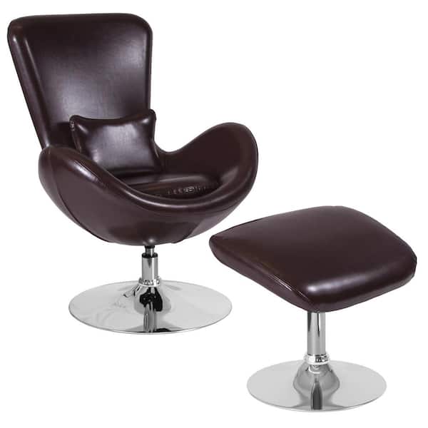 Carnegy Avenue Brown Leather Chair And, Leather Chair And Ottoman Set