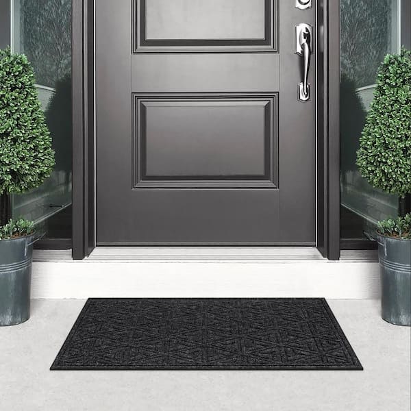 Mangram Non-Slip Outdoor Indoor Doormat Red Barrel Studio Color: Dark Gray, Mat Size: 24 W x 35 L