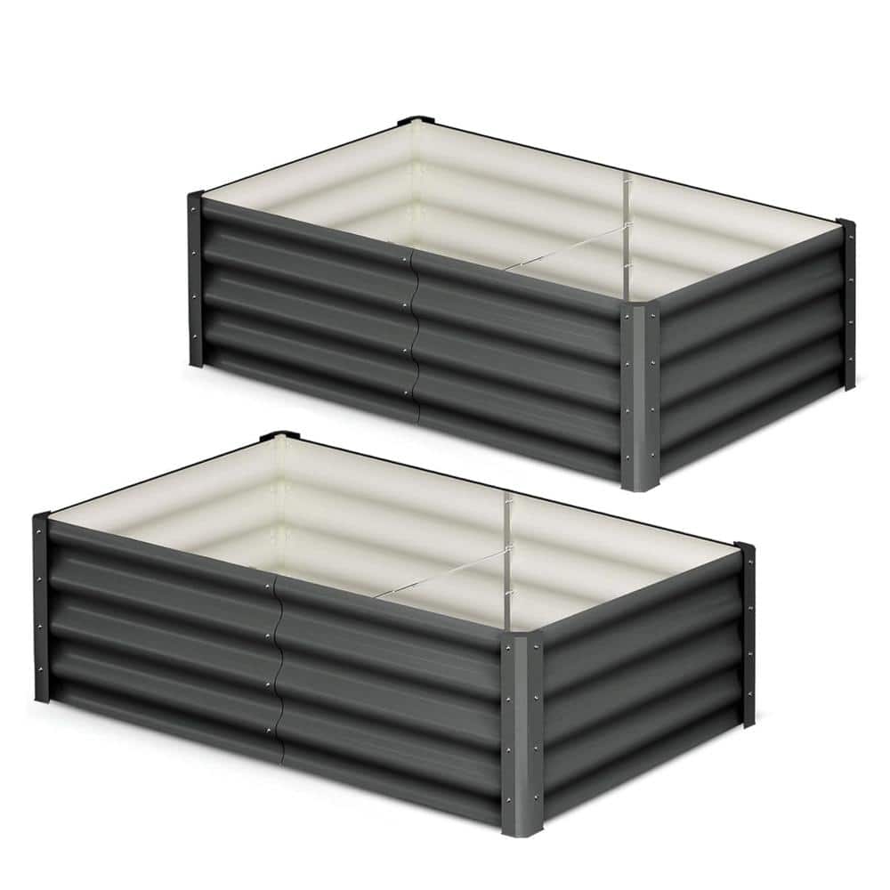 2-Pack 6x3x1.5ft Galvanized Raised Garden Beds, Open Bottom Metal Planter Boxes with Wave Design, Dark Gray price history on PriceWatchPro