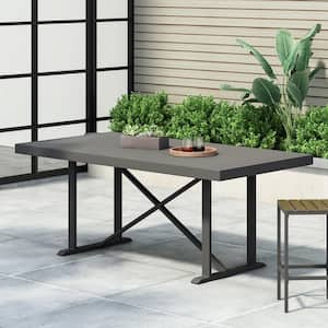 Boyette Grey Rectangle Metal Outdoor Patio Dining Table