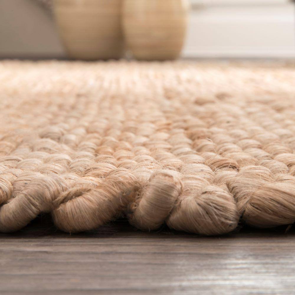 Handwoven Natural Jute Rectangular Rug, Stain-Resistant 25"x6"