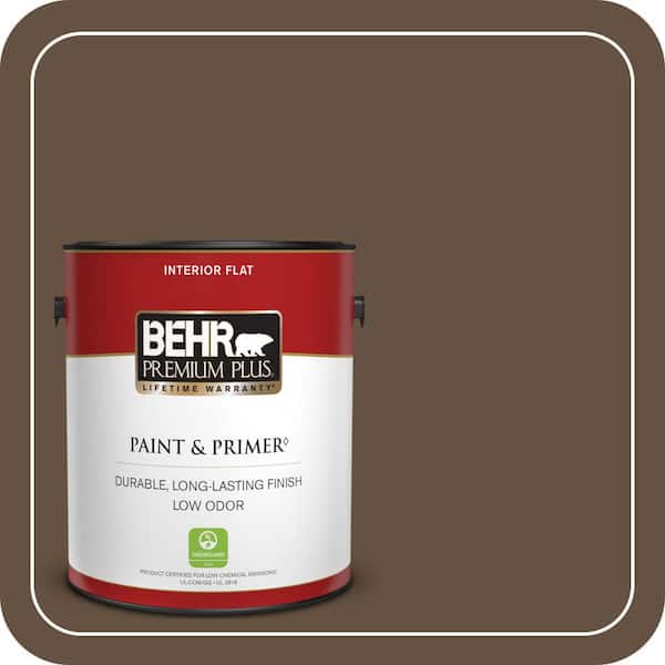 BEHR PREMIUM PLUS 1 gal. #ECC-20-3 Hickory Grove Flat Low Odor Interior Paint & Primer