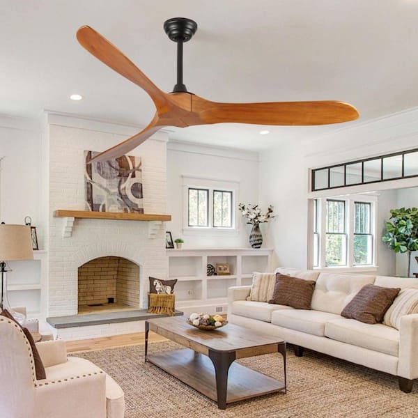 60 in. Brown Ultra-Quiet DC Motor Downrod Mount Standard Ceiling Fan with Remote Control 6 Wind Speeds Energy Saving