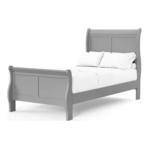 Burkhart II Gray Wood Frame Twin Sleigh Bed with Slat Kit