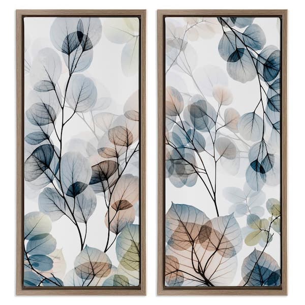 Elegant Botanical Plant Leaves by Albert Koetsier 2-Piece Brown Floater Frame Graphic Art Print Nature 31 in. x 15 in.