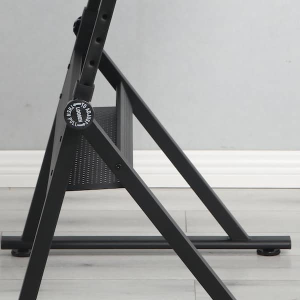 Aoibox 38.5 in. Rectangular Black Metal Adjustable Tempered