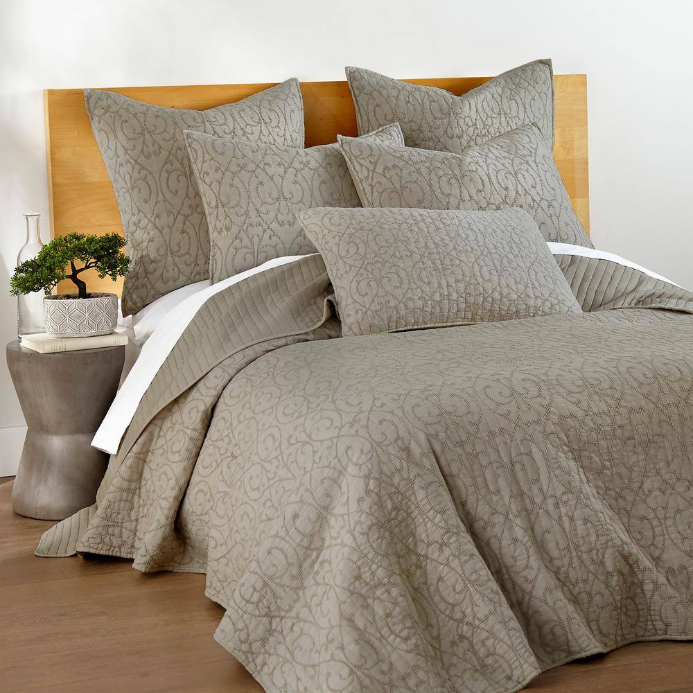 Taupe Twin Reversible Microfiber Quilt Set