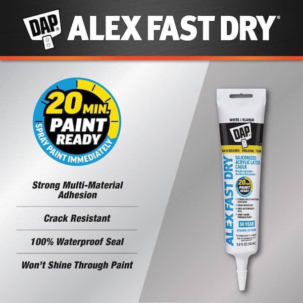 Alex Fast Dry 5.5 oz. White Acrylic Latex Plus Silicone Caulk