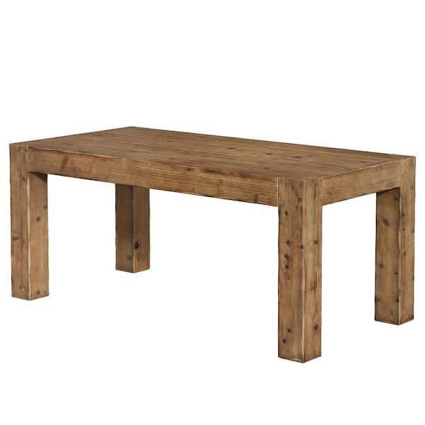 Rustic Brown Solid Wood 63 in. 4 Legs Dining Table Seats 4-6 People, Rectangle Farmhouse Kitchen Table Dining Room