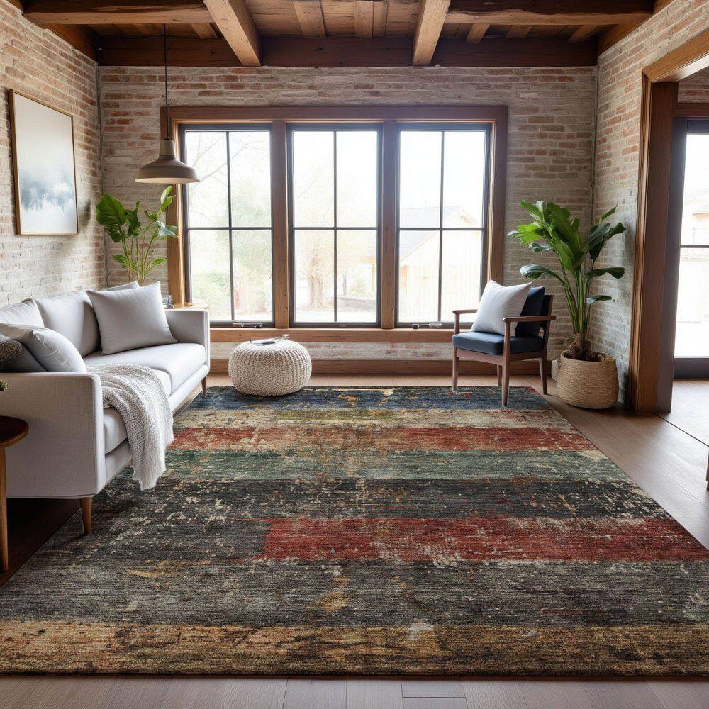 Mayfield Premium Machine Washable Abstract AMF1198 Fern 3 ft. x 5 ft. Area Rug price history on PriceWatchPro