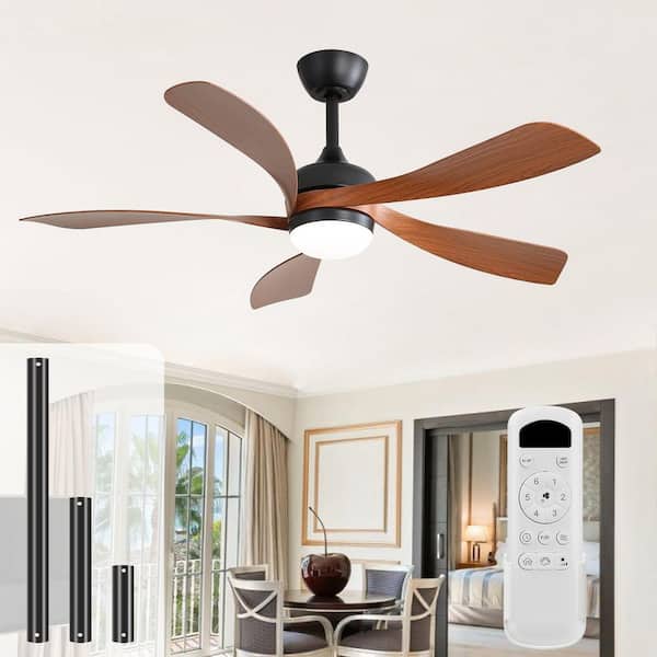 DICI MAll 52 in. Indoor/Outdoor Integrated LED Black Ceiling Fan with Light Kit, Reversible Motor and Remote Included
