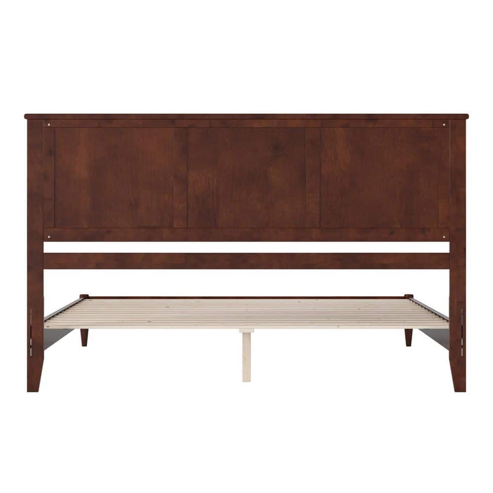 Charlotte Walnut King Solid Wood Low Profile Platform Bed