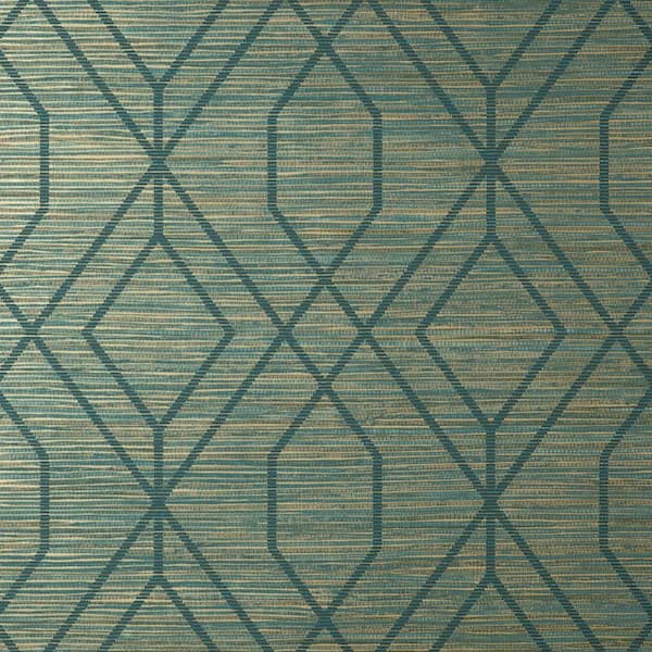 Fine Decor Fusion Blue Teal Trellis Matte Non-Pasted Paper Wallpaper Sample