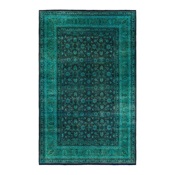 Overdyed Blue 10 ft. x 16 ft. Solid Wool Indoor Area Rug