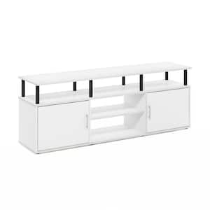 Jensen 63 in. Solid White/Black TV Stand with 2-Doors Fits TV's up to 70 in.