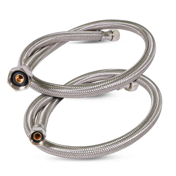 PLUMBFLEX 1/2 in. IPS x 3/8 in. Compression x 36 in. Braided Faucet Supply Connector (2-Pack)