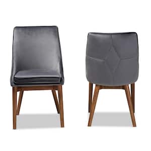 Gilmore Grey and Walnut Brown Fabric Dining Chair (Set of 2)
