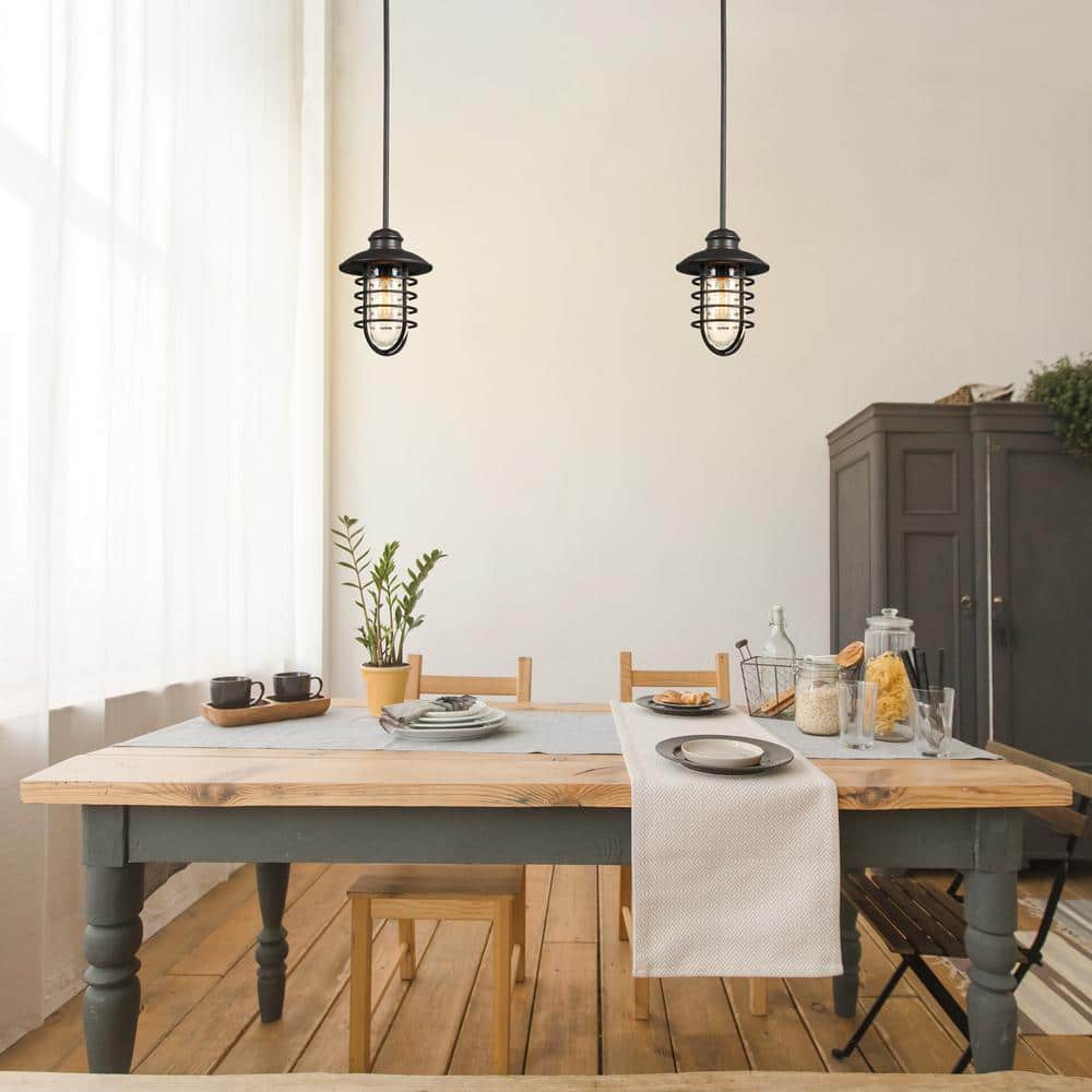 Bronze Industrial Mini Pendant Light with Clear Glass Shade
