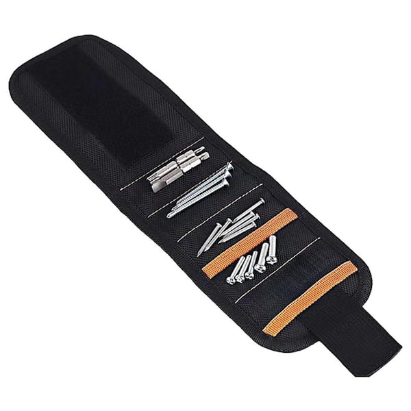 Black Nylon Magnetic Wristband Tool Accessory for Screws Nails Drill Bits, 15 Magnets, 1 Piece