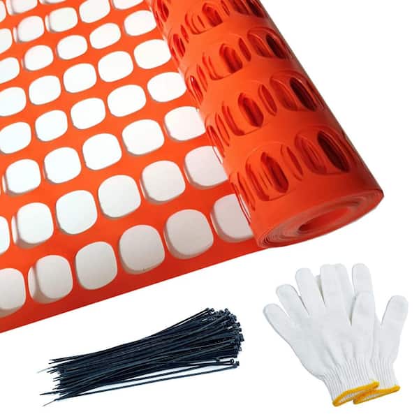 4 ft. x 100 ft. 1 Roll Safety Fence Plastic Mesh Fencing Roll Temporary Reusable Netting for Animal Fence Orange