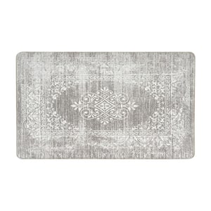 Gray Distressed Traditional Vintage Design 18 in. x 30 in. Anti Fatigue Standing Mat