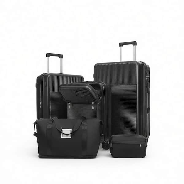 You　black mean ケース LIVACA 5-Piece Black ABS Plastic Hardside Lightweight Luggage Set