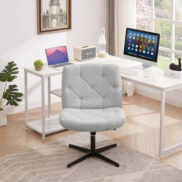 VECELO Office Desk Chair No Wheels Comfy Wide Fabric Padded