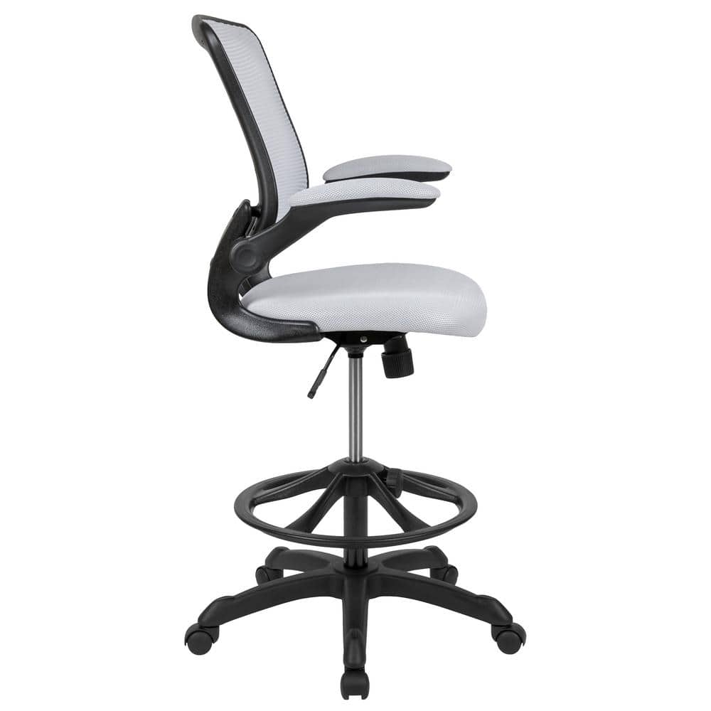 Mesh Adjustable Height Ergonomic Drafting Chair in White