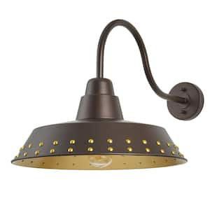 Outdoor 15.94 in. H Gooseneck Barn Sconce Light Farmhouse Exterior Hardwired Wall Light with No Bulbs Included