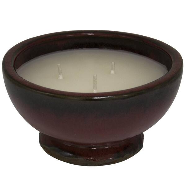 Trendspot 8 in. Caspian Red 3 Wick Ceramic Citronella Candle