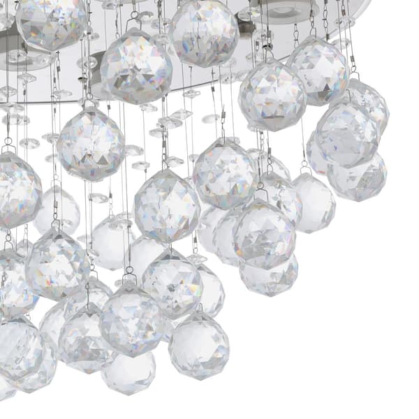 OUKANING 19.7 in. 9-Light Silver Modern Crystal Semi-Flush Mount
