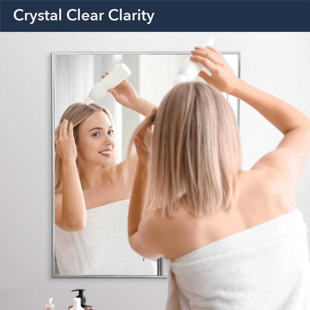 Sleek Brushed Nickel Rectangular Vanity Wall Mirror - 30 x 36