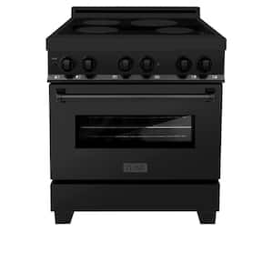 30 in. Freestanding Electric Range 4 Element Induction Cooktop in Black Stainless Steel