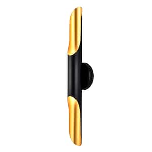 Jordona 3 in. 2-Light Indoor Matte Black and Matte Gold Finish Wall Sconce with Light Kit