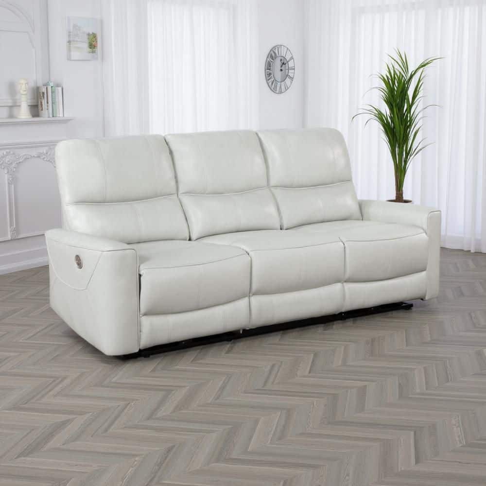 Lima 82.75 in. Straight Arm Faux Leather Rectangle Recliner Sofa in Ivory price history on PriceWatchPro