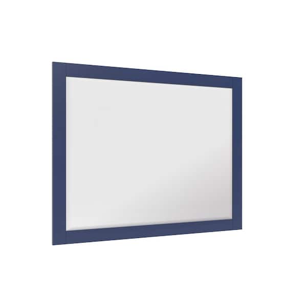 HOMEVY STUDIO Galsaky 40 in. W x 32 in. H Rectangular Framed Surface-Mount Bathroom Vanity Mirror in Marine Blue
