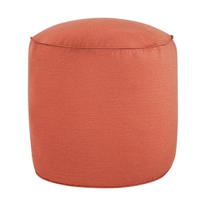 Sunbrella Canvas Persimmon Round Outdoor Bean Pouf 20 in. x 20 in. x 18 in.