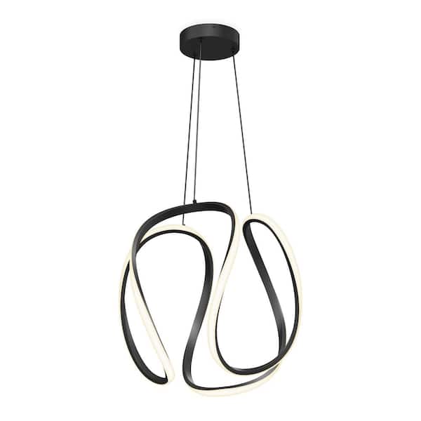Vivaldi Big 25-Watt 1 Light Black Modern 5 CCT Integrated LED Pendant Light Fixture for Dining Room or Kitchen