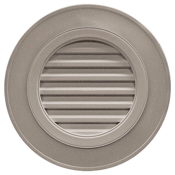 Builders Edge 28 in. x 28 in. Round Brown/Tan Plastic Weather Resistant Gable Louver Vent