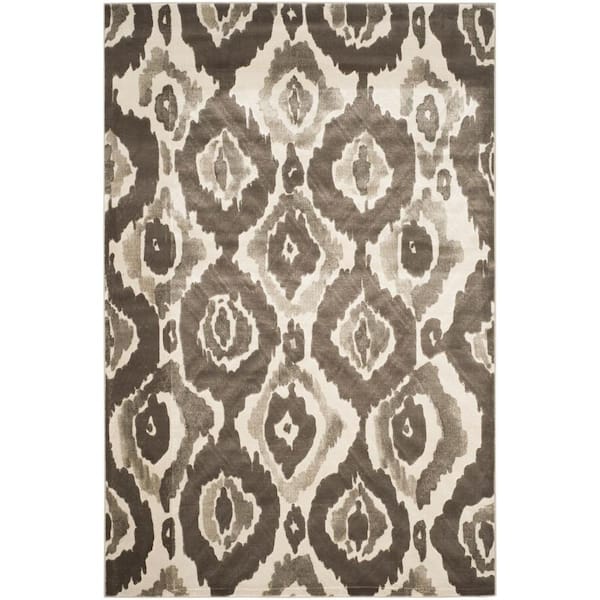 SAFAVIEH Porcello Ivory/Dark Grey 6 ft. x 9 ft. Geometric Area Rug